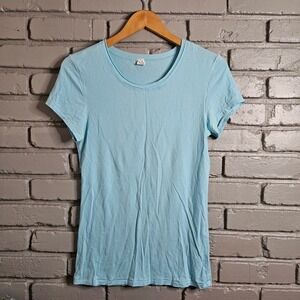 Alo Yoga Blue Lyocell Cotton Blend Short Sleeve Crew Neck T-Shirt Womens Medium